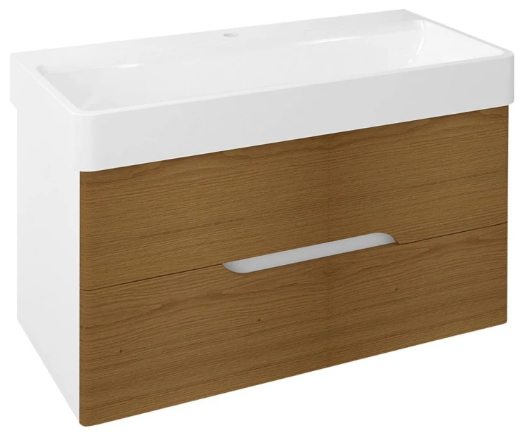 MEDIENA szafka umywalkowa 96x51x48,5cm, biały mat/dąb natural