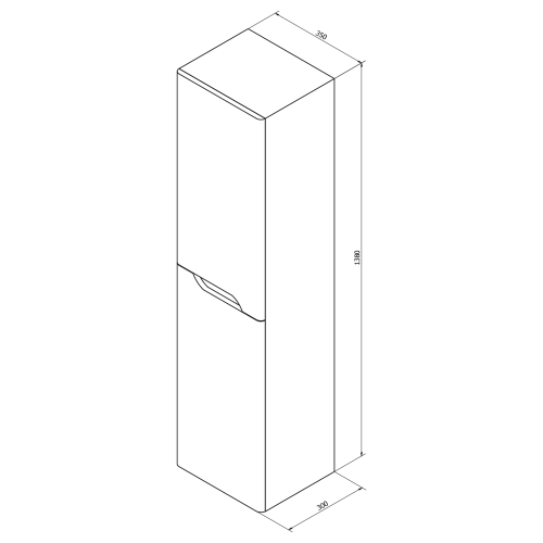 Rysunek techniczny - MEDIENA szafka wysoka 35x140x30cm, 2 drzwi, lewa/prawa, biały mat/biały mat
