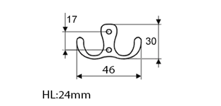 Rysunek techniczny - Wieszak podwójny, chrom