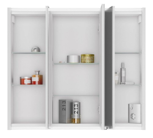 BATU szafka z lustrem 80x71x15cm, 2x oświetlenie LED, biały połysk #2