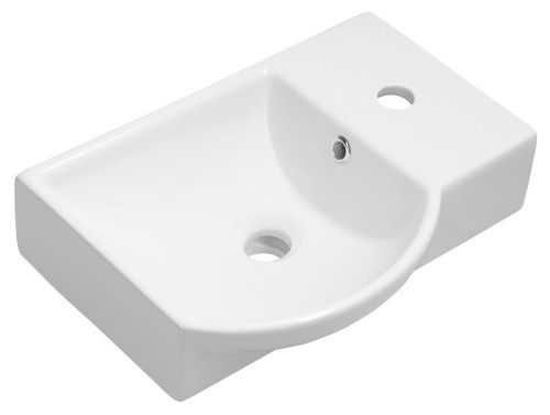 LITOS umywalka ceramiczna 45x32cm, bateria z prawej strony, biała
