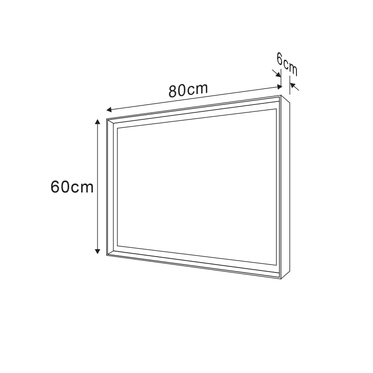 Rysunek techniczny - SORT lustro z oświetleniem LED 60x80cm, czarny mat