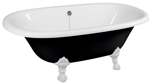 REGATA wanna wolnostojąca 175x85x61cm, nogi białe, czarno/biała