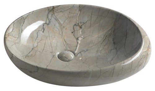 DALMA umywalka ceramiczna nablatowa, 68x44cm, grigio