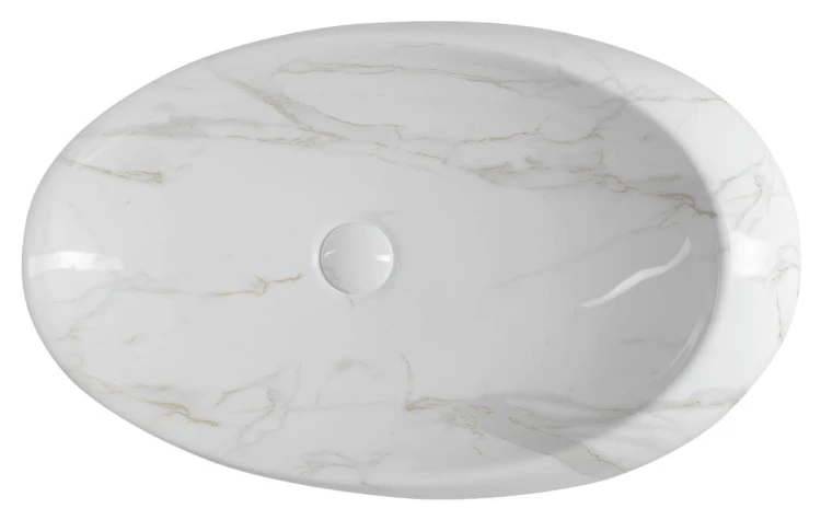DALMA umywalka ceramiczna nablatowa, 68x44cm, carrara #6