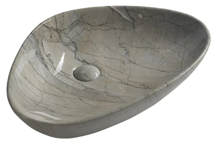 DALMA umywalka ceramiczna nablatowa, 58,5x39cm, grigio