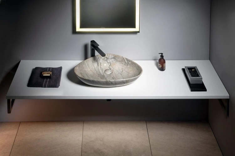 DALMA umywalka ceramiczna nablatowa, 58,5x39cm, grigio #4