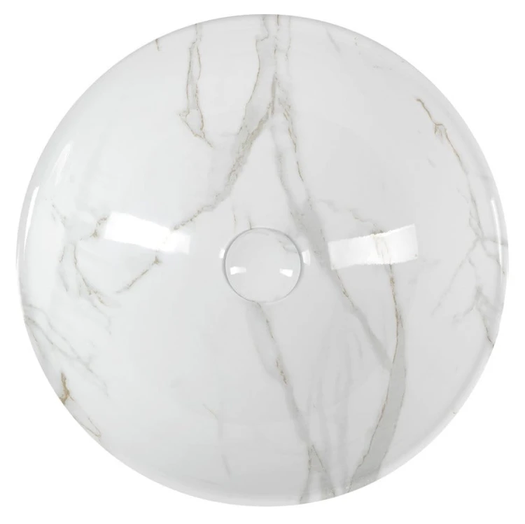 DALMA umywalka ceramiczna nablatowa, średnica 42cm, carrara #4