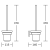 Rysunek techniczny - SAMBA wisząca szczotka do WC, szkło mleczne, czarny mat
