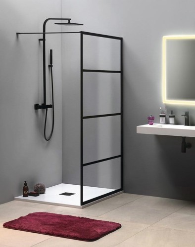 CURE BLACK walk-in 900mm, szkło czyste