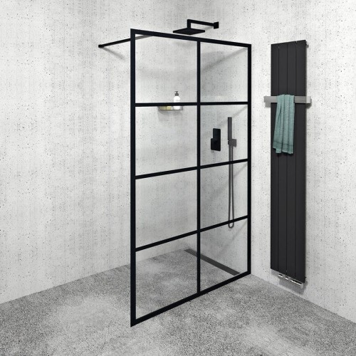 CURE BLACK walk-in 1400 mm, szkło czyste