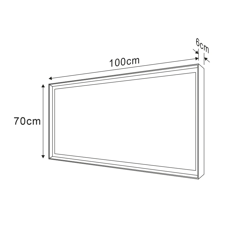 Rysunek techniczny - SORT lustro z oświetleniem LED 100x70cm, czarny mat