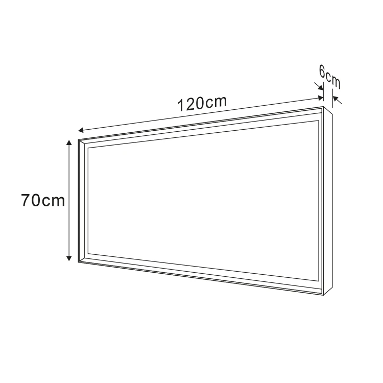 Rysunek techniczny - SORT lustro z oświetleniem LED 120x70cm, czarny mat