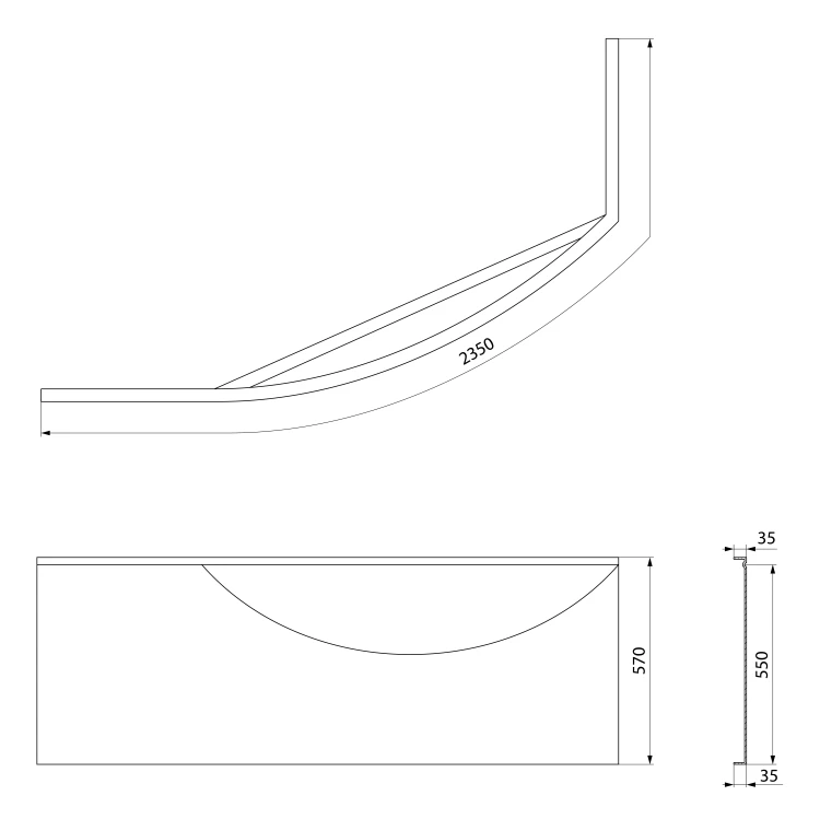 Rysunek techniczny - MAMBA L 170 L obudowa narożna