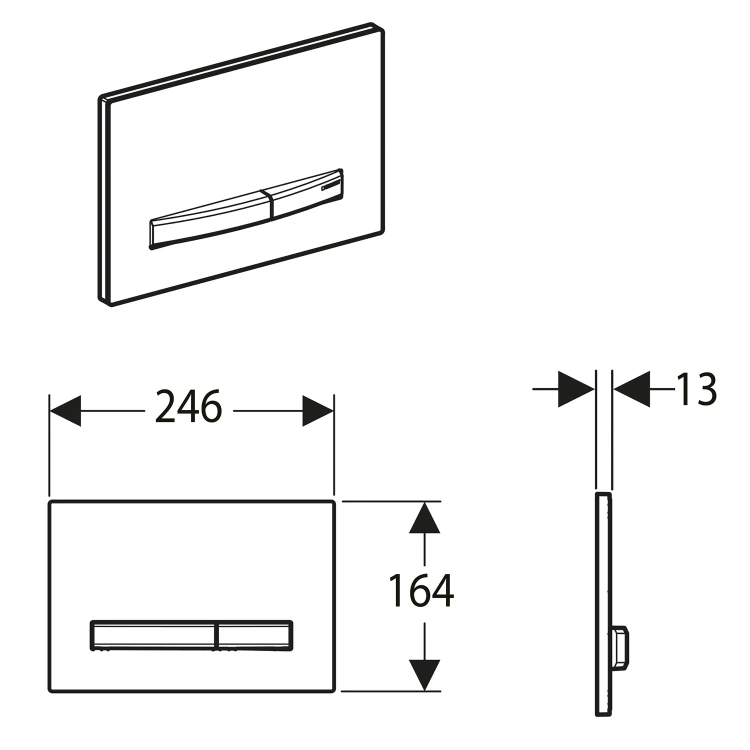 Rysunek techniczny - GEBERIT SIGMA50 Dual flush przycisk spłukujący, biały połysk/chrom
