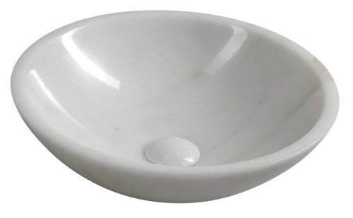 BLOK umywalka kamienna średnica 40cm, biały marmur polerowany