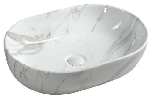 DALMA umywalka ceramiczna nablatowa, 59x42cm, carrara