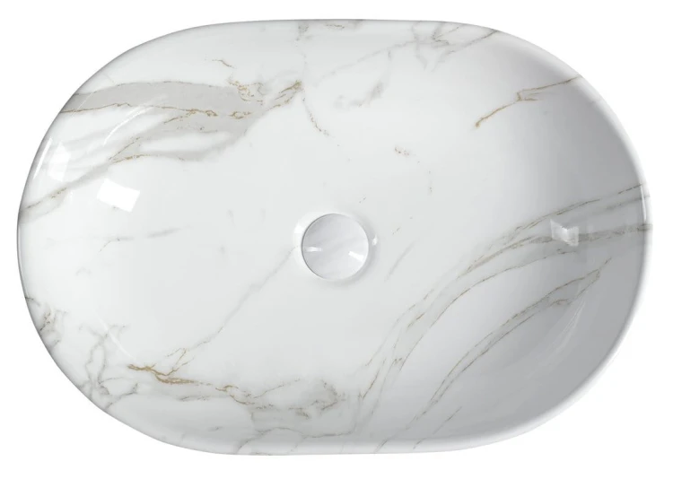 DALMA umywalka ceramiczna nablatowa, 59x42cm, carrara #3