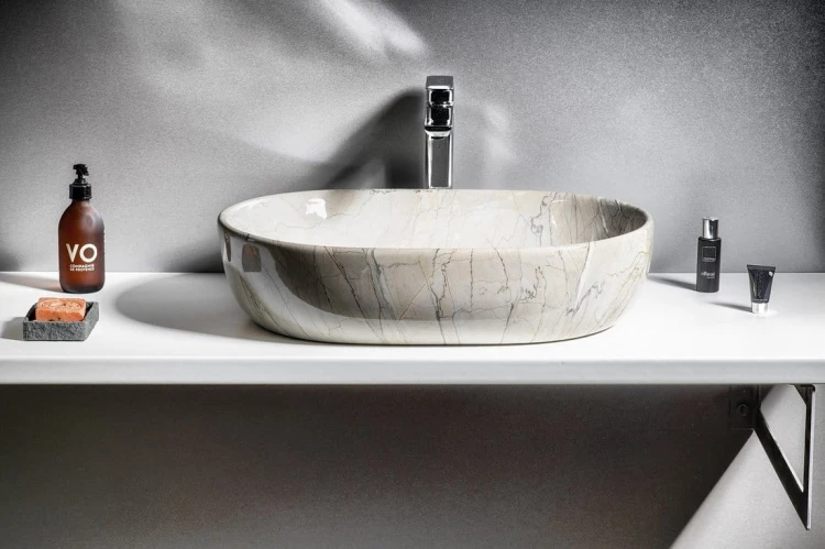 DALMA umywalka ceramiczna nablatowa, 59x42cm, grigio #5