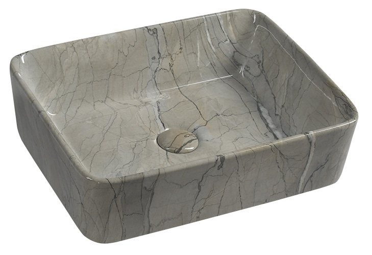 DALMA umywalka ceramiczna nablatowa, 48x38cm, grigio