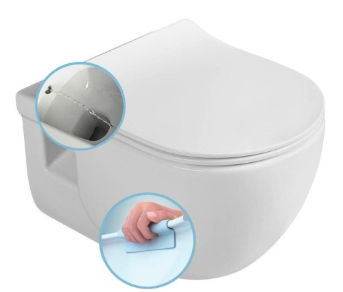 BRILLA CLEANWASH WC wiszące z funkcją bidetu, Rimless, 36,5x53cm, biały
