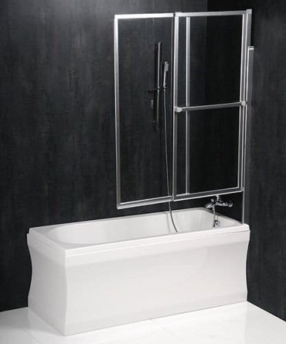 OLBIA parawan wannowy podnoszony pneumatycznie, szer. 1230mm, srebrny, szkło czyste #2