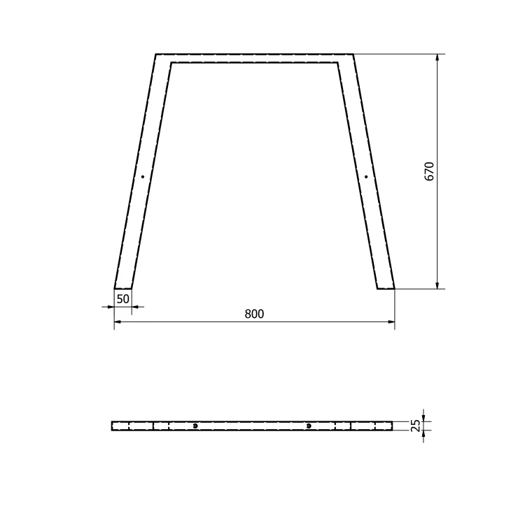 Rysunek techniczny - TWIGA wspornik stalowy 80x67cm, czarny mat, 2 szt.