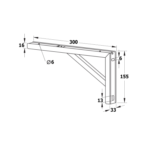 Rysunek techniczny - Wspornik 305x160x32mm, stal ocynkowana, 1 szt