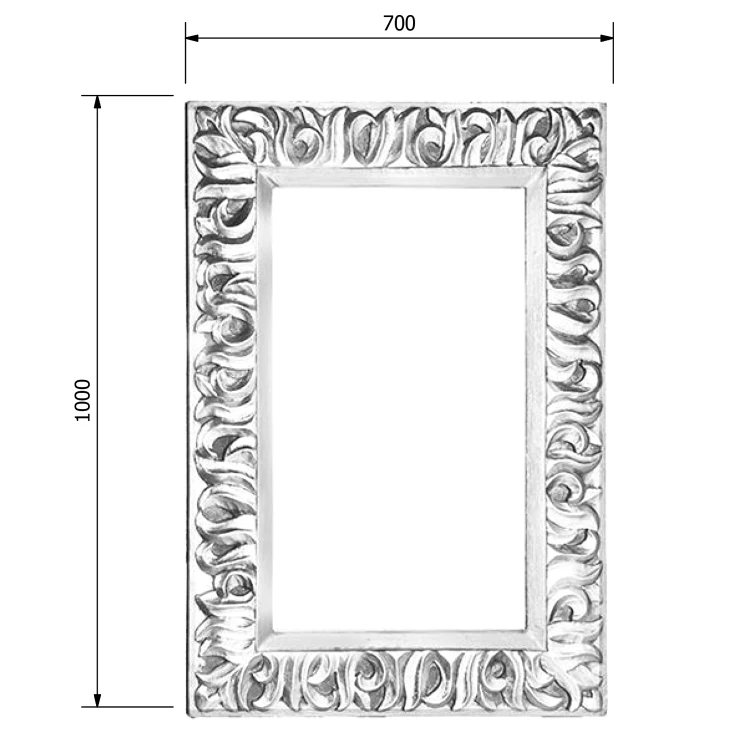 Rysunek techniczny - ZEEGRAS Lustro w ramie, 70x100cm, srebro