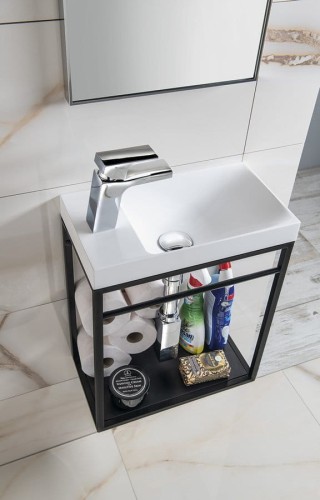 CREST wspornik pod umywalkę z półką 39,5x45x21,7cm, czarny mat #2
