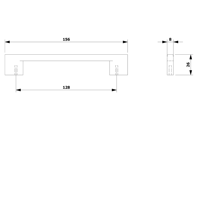 Rysunek techniczny - PILI uchwyt, 156/128mm, czarny mat
