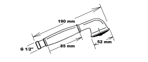 Rysunek techniczny - ANTEA sluchawka prysznicowa, 180mm, mosiądz/chrom