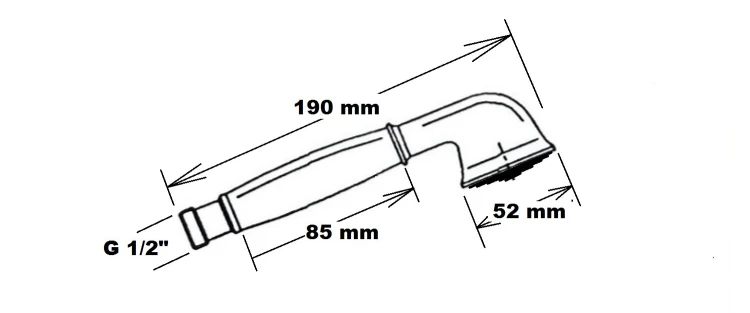 Rysunek techniczny - ANTEA sluchawka prysznicowa, 180mm, mosiądz/chrom