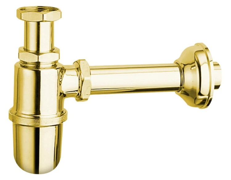 RETRO Syfon umywalkowy 5/4", odpływ 32mm, złoto