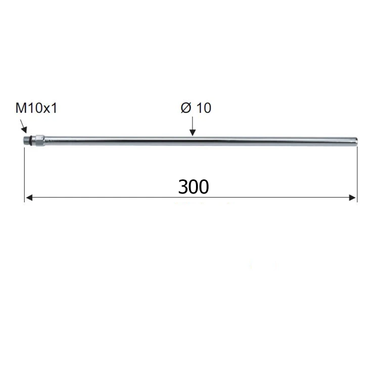 Rysunek techniczny - Łącznik, rurka z gwintem 10mm-M10x1, 30 cm, złoto