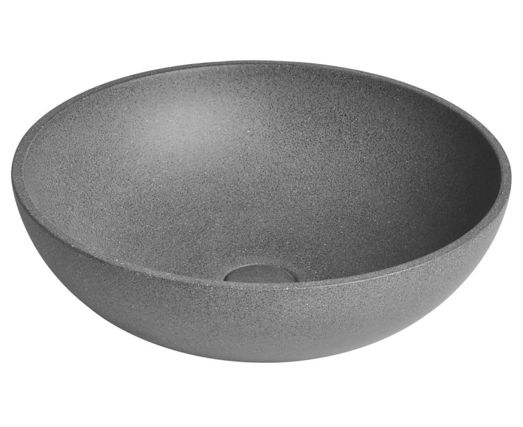 TURF umywalka betonowa z korkiem, średnica 44cm, czrany granit