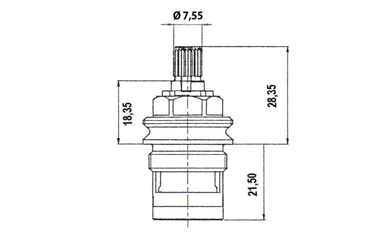 Rysunek techniczny - Głowica ceramiczna 1/2", 8/20, ciepła-zimna, Axia, Airtech, Epoca, Antea