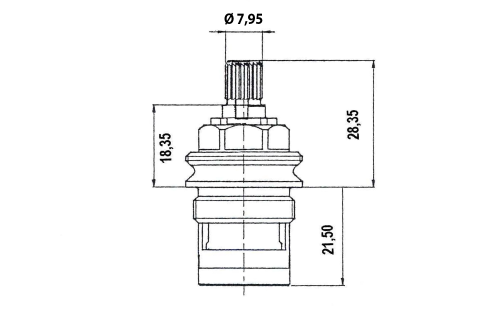 Rysunek techniczny - Głowica ceramiczna 1/2", 8/24, ciepła-zimna, Antea