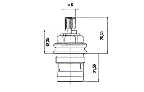 Rysunek techniczny - Głowica ceramiczna 1/2", 8/20, lewy, Axia, Airtech, Epoca