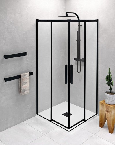 ALTIS BLACK kabina prysznicowa 900x900 mm, wejście z rogu, szkło czyste
