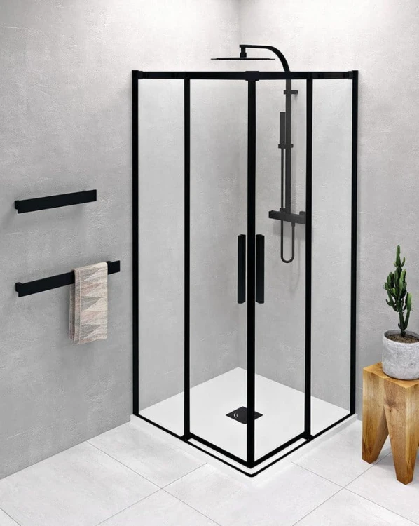 ALTIS BLACK kabina prysznicowa 800x800 mm, wejście z rogu, szkło czyste