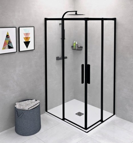 ALTIS BLACK kabina prysznicowa 900x800 mm, wariant L/R, wejście z rogu