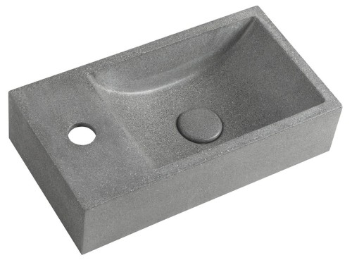 CREST L umywalka betonowa z korkiem, 40x22cm, czrany granit