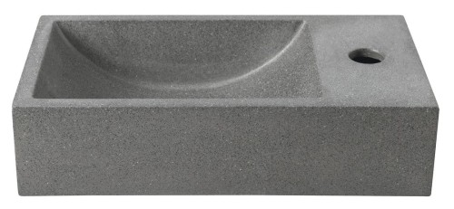 CREST R umywalka betonowa z korkiem, 40x22cm, czrany granit #2