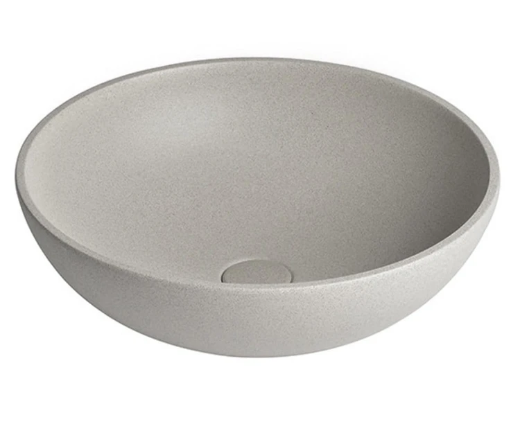 TURF umywalka betonowa z korkiem, średnica 44cm, biały piaskowiec