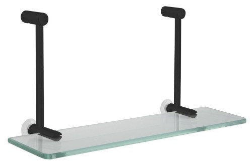 Półka szklana do powieszenia na kabinie prysznicowej 400x180x125mm, czarny mat