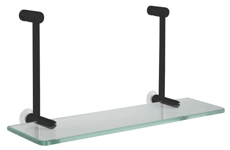 Półka szklana do powieszenia na kabinie prysznicowej 400x180x125mm, czarny mat