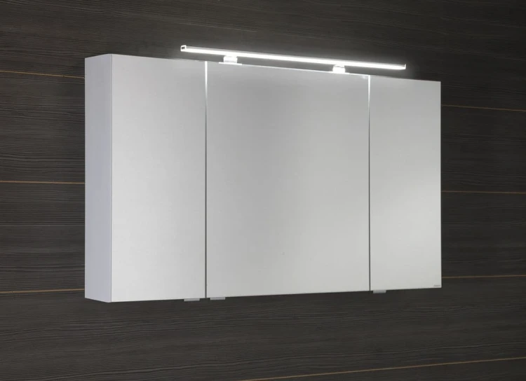 MIRRÓ szafka z lustrem, oświetlenie LED, 3 drzwiczki, 120x70x16cm, biała #4