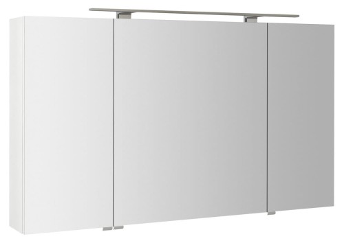 RIWA szafka z lustrem, oświetlenie LED, 3 drzwiczki, 121x70x17cm, biały połysk