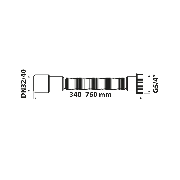 Rysunek techniczny - FLEXI złącze elastyczne 5/4", 32/40, plastikowa nakrętka